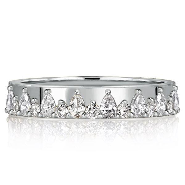 Triple Row Round & Pear Cut Stackable Ring Set - 925 Sterling Silver, 2.29 CT. TW.