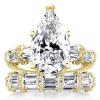 Pear Cut Wedding Ring Set: 18K Gold Plated Sterling Silver, 9.00 CT. TW.