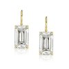 Emerald Cut Golden Drop Earrings - 18K Gold Plated Sterling Silver