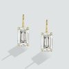 Emerald Cut Golden Drop Earrings - 18K Gold Plated Sterling Silver