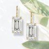 Emerald Cut Golden Drop Earrings - 18K Gold Plated Sterling Silver