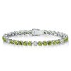 Round Cut Peridot Tennis Bracelet for Women in 925 Sterling Silver