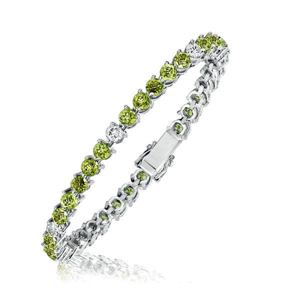 Round Cut Peridot Tennis Bracelet for Women in 925 Sterling Silver
