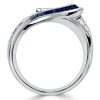 Art Deco Pear Cut Blue Sapphire Engagement Ring - Sterling Silver