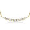 18K Gold Plated Sterling Silver Round & Baguette Cut CZ Pendant Necklace (17-22 inch)