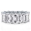 Emerald & White Sapphire Eternity Wedding Band in Sterling Silver (9.15 CT. TW.)
