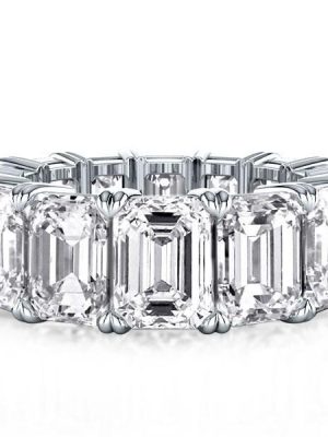 Emerald & White Sapphire Eternity Wedding Band in Sterling Silver (9.15 CT. TW.)