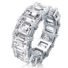 Emerald & White Sapphire Eternity Wedding Band in Sterling Silver (9.15 CT. TW.)