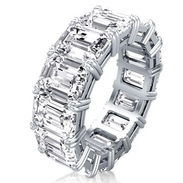 Emerald & White Sapphire Eternity Wedding Band in Sterling Silver (9.15 CT. TW.)