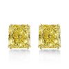 Cushion Cut Created Topaz Stud Earrings - 18K Gold Plated Sterling Silver