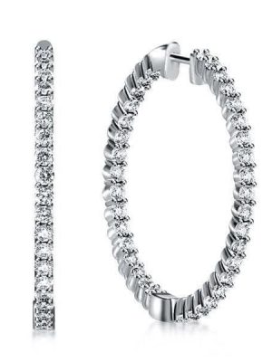 31mm Hinged 925 Sterling Silver Hoop Earrings with Rhodium Plating