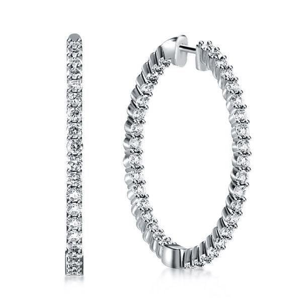 31mm Hinged 925 Sterling Silver Hoop Earrings with Rhodium Plating