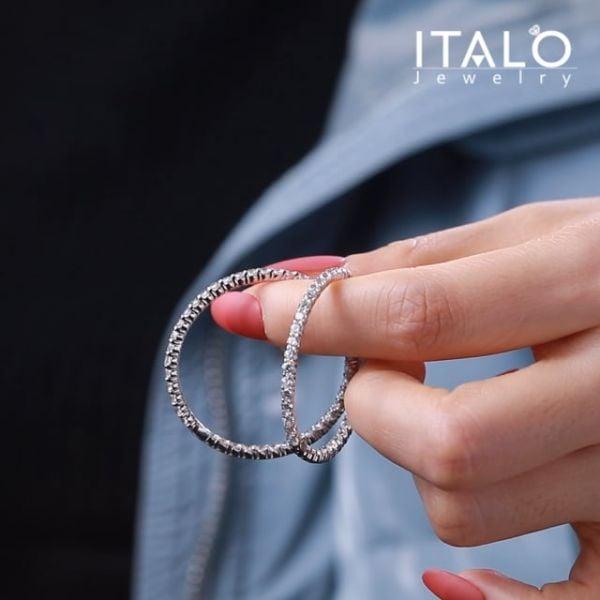 31mm Hinged 925 Sterling Silver Hoop Earrings with Rhodium Plating