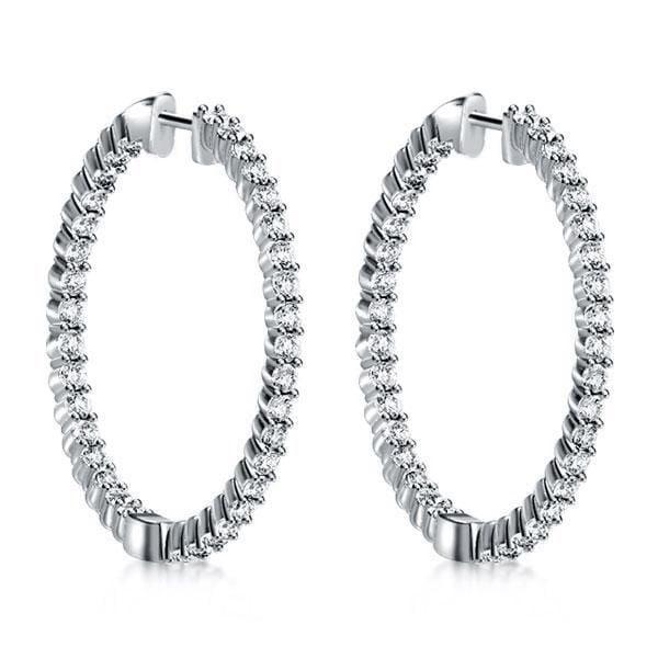 31mm Hinged 925 Sterling Silver Hoop Earrings with Rhodium Plating
