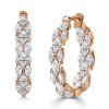 Rose Gold Marquise Hoop Earrings - 925 Sterling Silver, 5.32 CT. TW.
