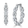 Rose Gold Marquise Hoop Earrings - 925 Sterling Silver, 5.32 CT. TW.