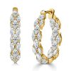 Rose Gold Marquise Hoop Earrings - 925 Sterling Silver, 5.32 CT. TW.