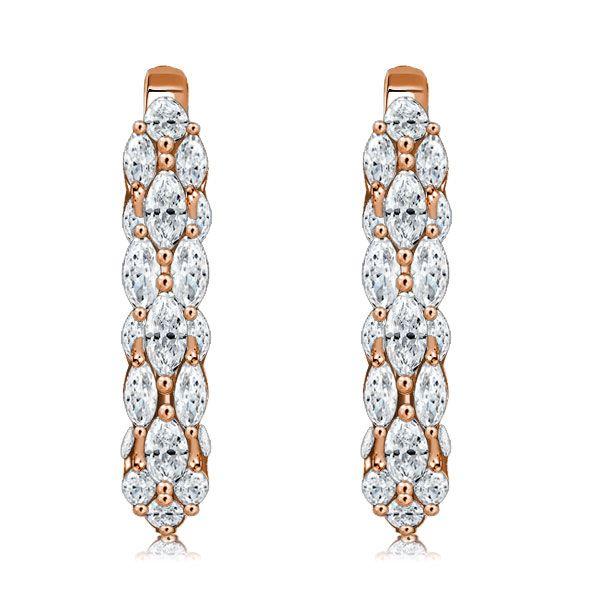 Rose Gold Marquise Hoop Earrings - 925 Sterling Silver, 5.32 CT. TW.