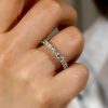 Golden Round Cut CZ Eternity Wedding Band - 18K Gold Plated Sterling Silver