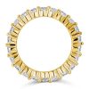 Golden Round Cut CZ Eternity Wedding Band - 18K Gold Plated Sterling Silver