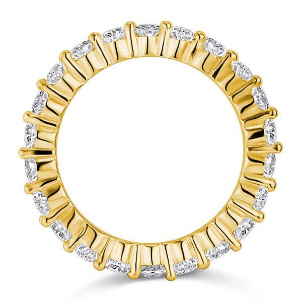 Golden Round Cut CZ Eternity Wedding Band - 18K Gold Plated Sterling Silver