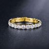 Golden Round Cut CZ Eternity Wedding Band - 18K Gold Plated Sterling Silver