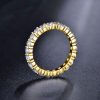 Golden Round Cut CZ Eternity Wedding Band - 18K Gold Plated Sterling Silver