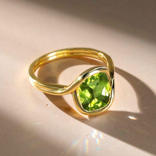 Sterling Silver Peridot Cushion Cut Engagement Ring - 4.00 CT. TW.