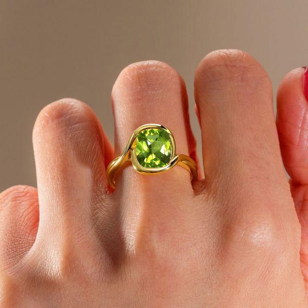 Sterling Silver Peridot Cushion Cut Engagement Ring - 4.00 CT. TW.