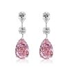 Pear Cut Pink Sapphire Drop Earrings in Rhodium-Plated 925 Sterling Silver