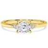 East West Oval Cut Three Stone Ring - 18K Gold Plated Sterling Silver Travel Wedding Band
