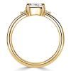 East West Oval Cut Three Stone Ring - 18K Gold Plated Sterling Silver Travel Wedding Band