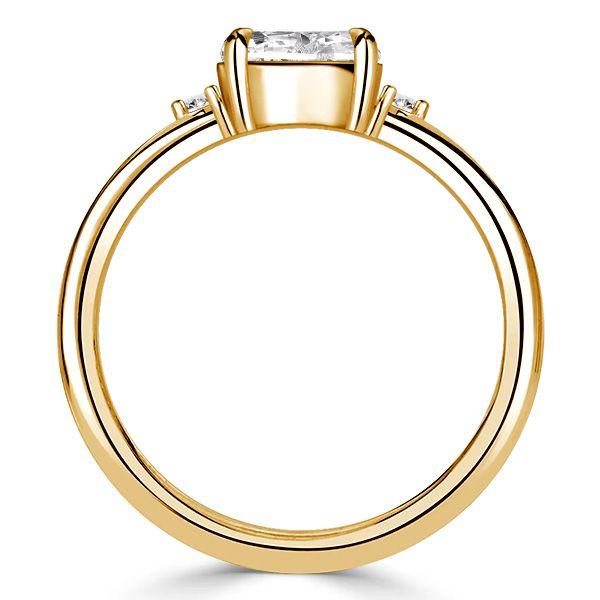 East West Oval Cut Three Stone Ring - 18K Gold Plated Sterling Silver Travel Wedding Band
