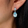 Aquamarine Pear Drop Earrings - Sterling Silver Dangle Earrings for Women