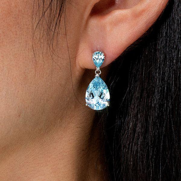 Aquamarine Pear Drop Earrings - Sterling Silver Dangle Earrings for Women