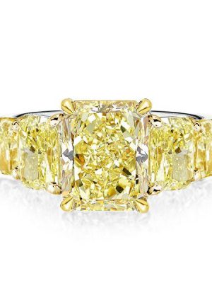 Radiant Yellow Five Stone Engagement Ring - Sterling Silver