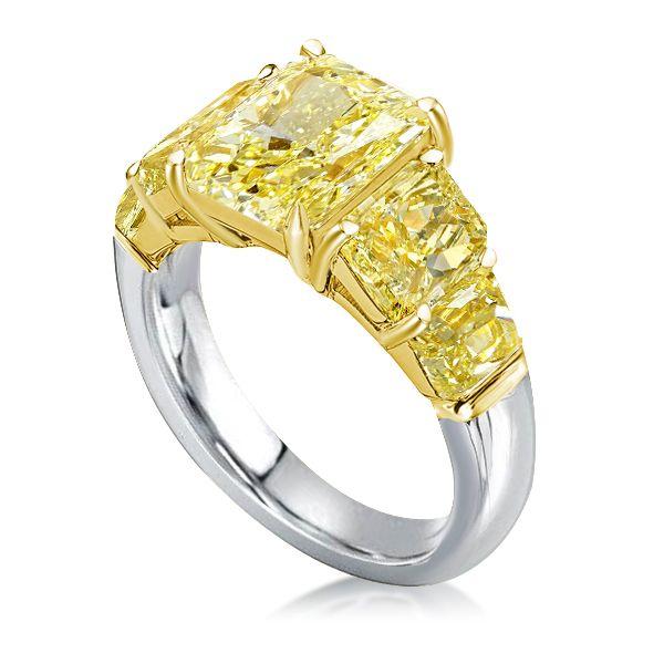 Radiant Yellow Five Stone Engagement Ring - Sterling Silver