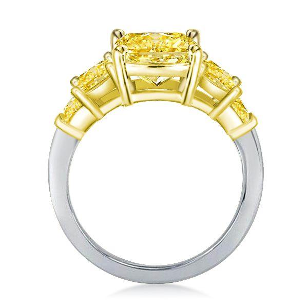 Radiant Yellow Five Stone Engagement Ring - Sterling Silver