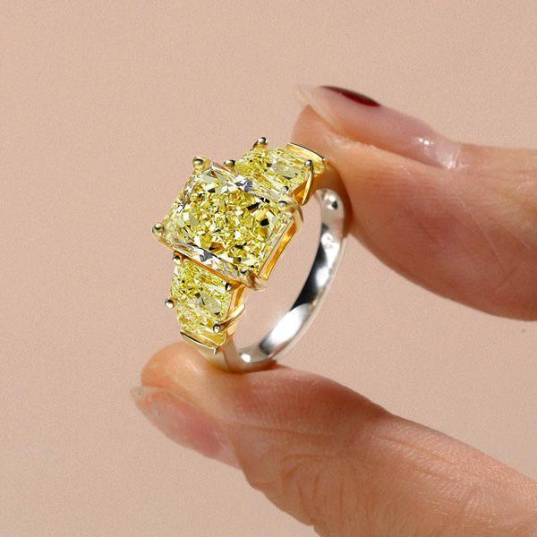 Radiant Yellow Five Stone Engagement Ring - Sterling Silver