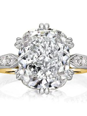 Two-Tone Cushion Cut 6.08 CTW Sterling Silver Engagement Ring for Women