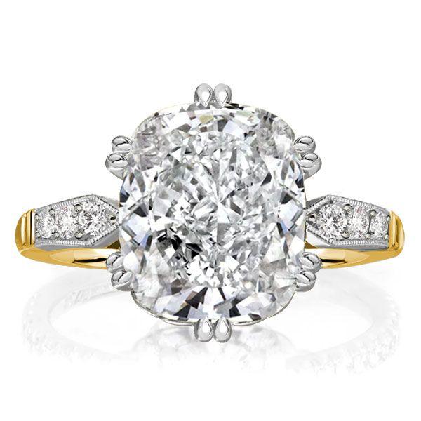 Two-Tone Cushion Cut 6.08 CTW Sterling Silver Engagement Ring for Women