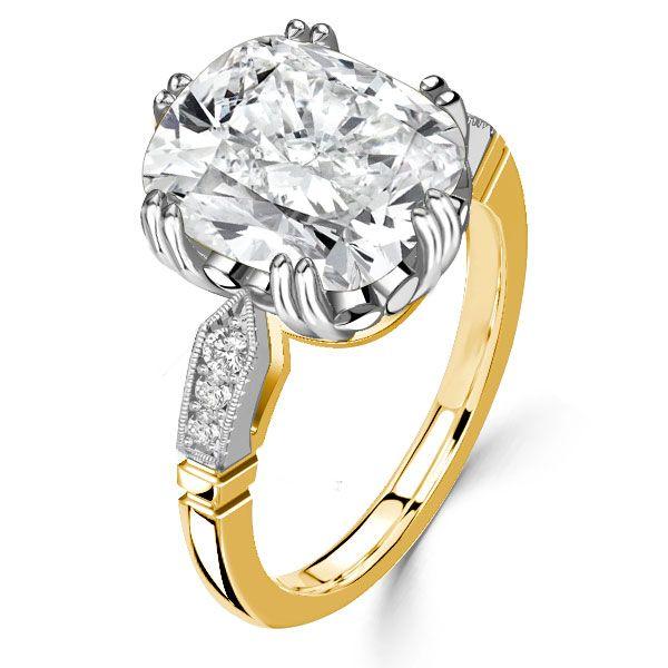 Two-Tone Cushion Cut 6.08 CTW Sterling Silver Engagement Ring for Women
