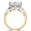 Two-Tone Cushion Cut 6.08 CTW Sterling Silver Engagement Ring for Women