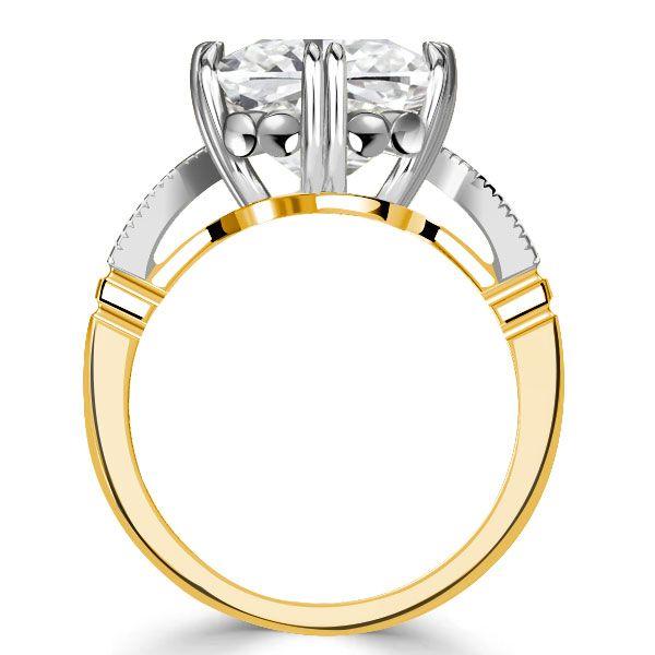 Two-Tone Cushion Cut 6.08 CTW Sterling Silver Engagement Ring for Women