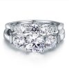 Three Stone Wrap Design White Sapphire Bridal Set - Sterling Silver