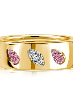 Pink Pear Cut Stone Eternity Band - 18K Gold Plated Sterling Silver