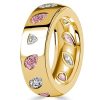 Pink Pear Cut Stone Eternity Band - 18K Gold Plated Sterling Silver