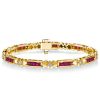 Princess Cut Ruby & Sapphire Sterling Silver Bracelet - Gold Plated