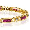 Princess Cut Ruby & Sapphire Sterling Silver Bracelet - Gold Plated
