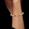 Princess Cut Ruby & Sapphire Sterling Silver Bracelet - Gold Plated